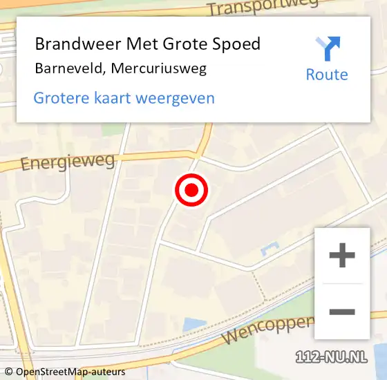 Locatie op kaart van de 112 melding: Brandweer Met Grote Spoed Naar Barneveld, Mercuriusweg op 4 oktober 2024 14:17