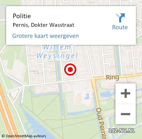 Locatie op kaart van de 112 melding: Politie Pernis, Dokter Wasstraat op 4 oktober 2024 14:17