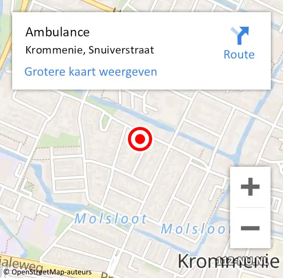 Locatie op kaart van de 112 melding: Ambulance Krommenie, Snuiverstraat op 4 oktober 2024 14:22