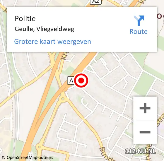 Locatie op kaart van de 112 melding: Politie Geulle, Vliegveldweg op 4 oktober 2024 14:22