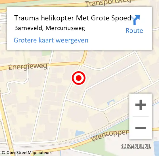 Locatie op kaart van de 112 melding: Trauma helikopter Met Grote Spoed Naar Barneveld, Mercuriusweg op 4 oktober 2024 14:23