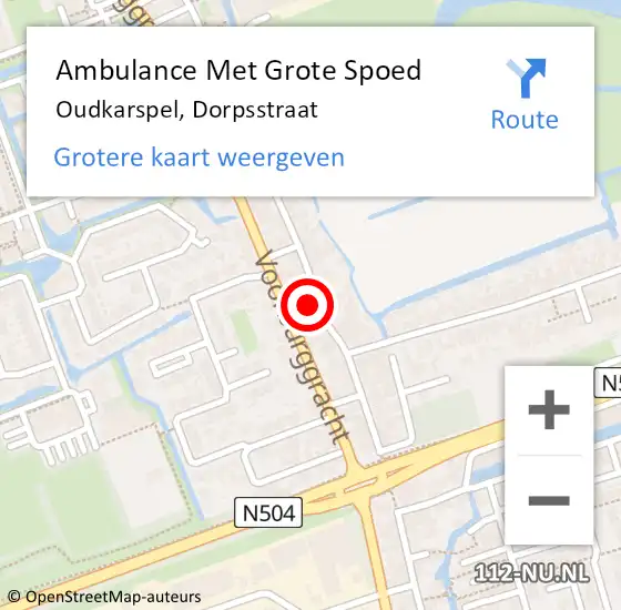 Locatie op kaart van de 112 melding: Ambulance Met Grote Spoed Naar Oudkarspel, Dorpsstraat op 4 oktober 2024 14:30