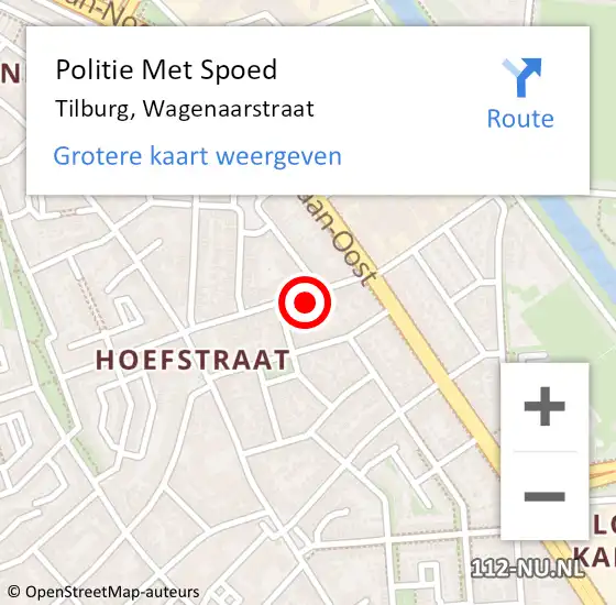 Locatie op kaart van de 112 melding: Politie Met Spoed Naar Tilburg, Wagenaarstraat op 4 oktober 2024 14:30