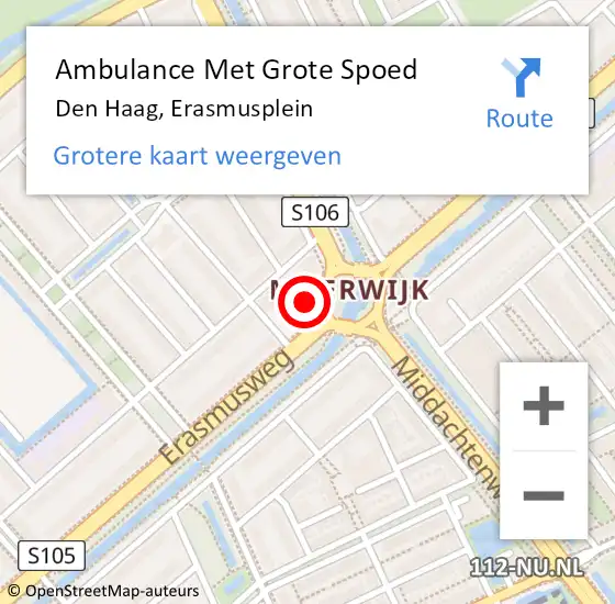 Locatie op kaart van de 112 melding: Ambulance Met Grote Spoed Naar Den Haag, Erasmusplein op 4 oktober 2024 14:30