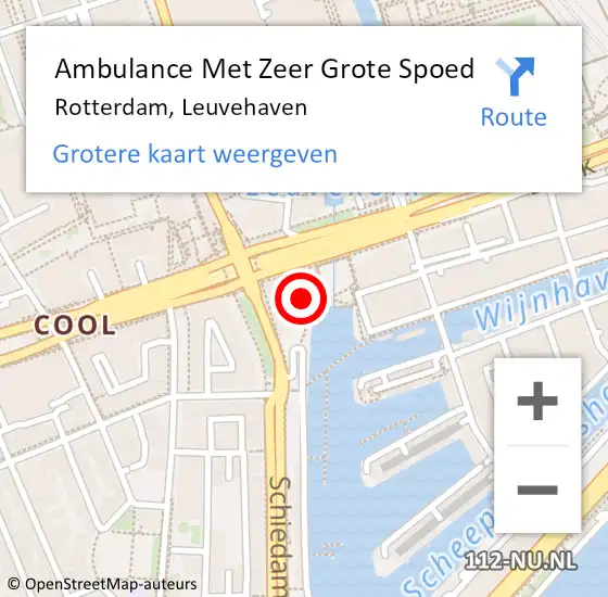 Locatie op kaart van de 112 melding: Ambulance Met Zeer Grote Spoed Naar Rotterdam, Leuvehaven op 4 oktober 2024 14:32