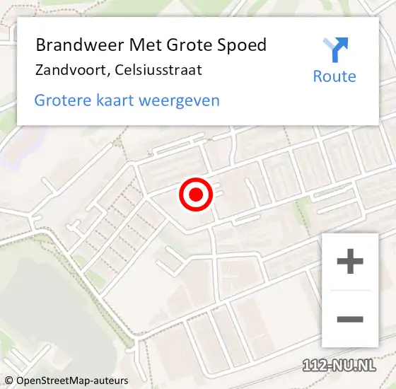 Locatie op kaart van de 112 melding: Brandweer Met Grote Spoed Naar Zandvoort, Celsiusstraat op 4 oktober 2024 14:40