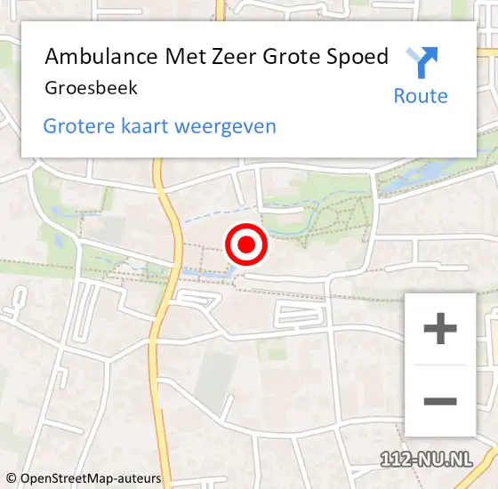 Locatie op kaart van de 112 melding: Ambulance Met Zeer Grote Spoed Naar Groesbeek op 4 oktober 2024 14:49