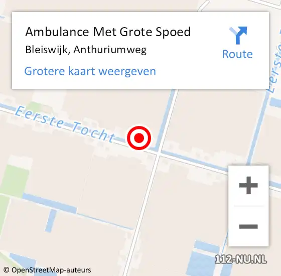 Locatie op kaart van de 112 melding: Ambulance Met Grote Spoed Naar Bleiswijk, Anthuriumweg op 4 oktober 2024 15:01