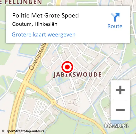 Locatie op kaart van de 112 melding: Politie Met Grote Spoed Naar Goutum, Hinkeslân op 4 oktober 2024 15:02