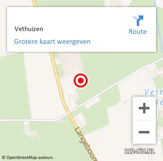 Locatie op kaart van de 112 melding:  Vethuizen op 4 oktober 2024 15:14