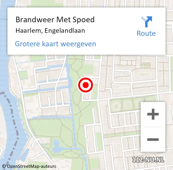 Locatie op kaart van de 112 melding: Brandweer Met Spoed Naar Haarlem, Engelandlaan op 4 oktober 2024 15:16