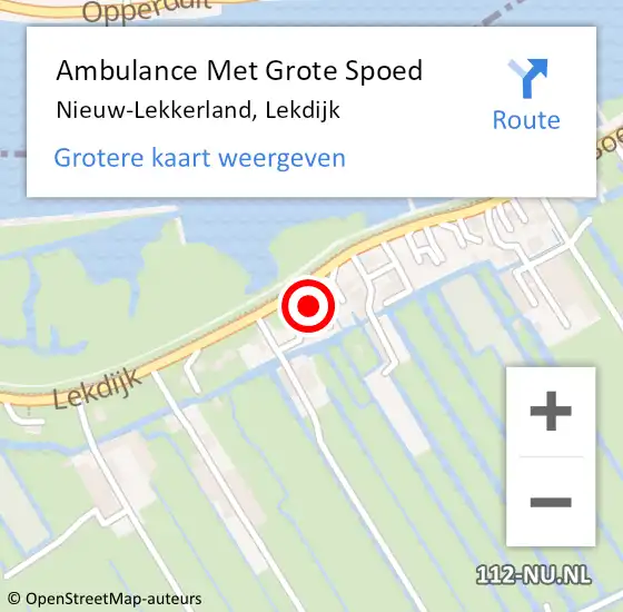 Locatie op kaart van de 112 melding: Ambulance Met Grote Spoed Naar Nieuw-Lekkerland, Lekdijk op 4 oktober 2024 15:18