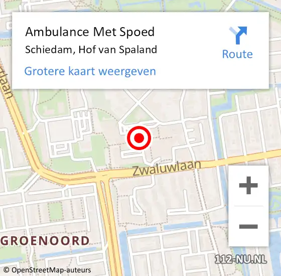 Locatie op kaart van de 112 melding: Ambulance Met Spoed Naar Schiedam, Hof van Spaland op 4 oktober 2024 15:24