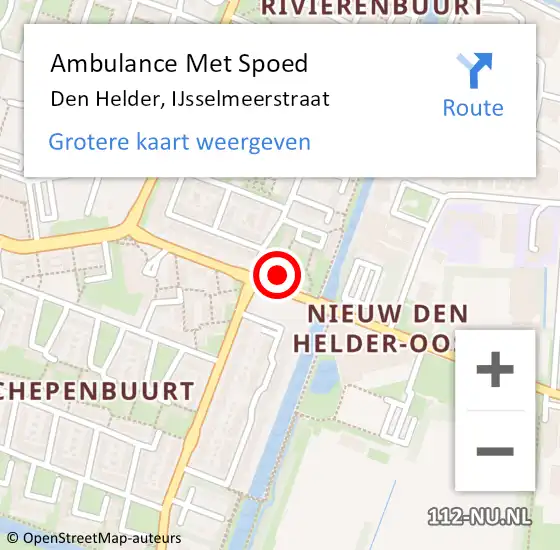 Locatie op kaart van de 112 melding: Ambulance Met Spoed Naar Den Helder, IJsselmeerstraat op 4 oktober 2024 15:24