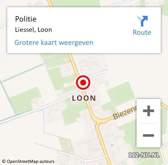 Locatie op kaart van de 112 melding: Politie Liessel, Loon op 4 oktober 2024 15:36