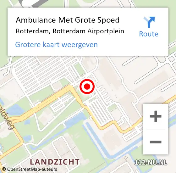 Locatie op kaart van de 112 melding: Ambulance Met Grote Spoed Naar Rotterdam, Rotterdam Airportplein op 4 oktober 2024 15:44