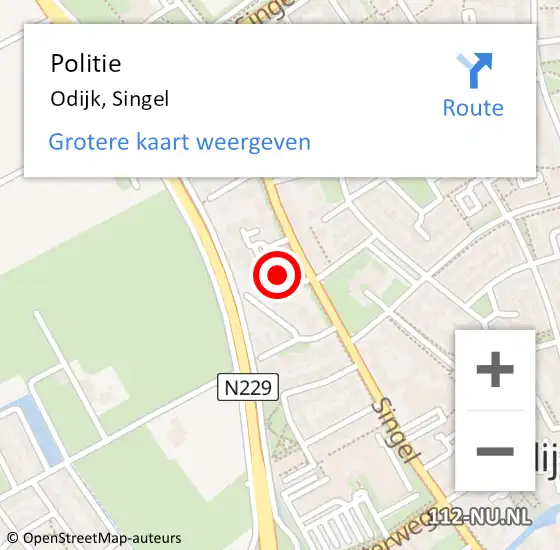 Locatie op kaart van de 112 melding: Politie Odijk, Singel op 4 oktober 2024 16:01