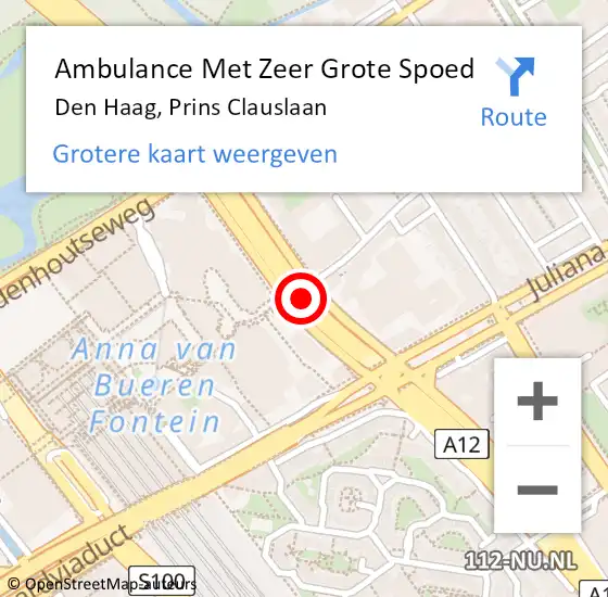 Locatie op kaart van de 112 melding: Ambulance Met Zeer Grote Spoed Naar Den Haag, Prins Clauslaan op 4 oktober 2024 16:05