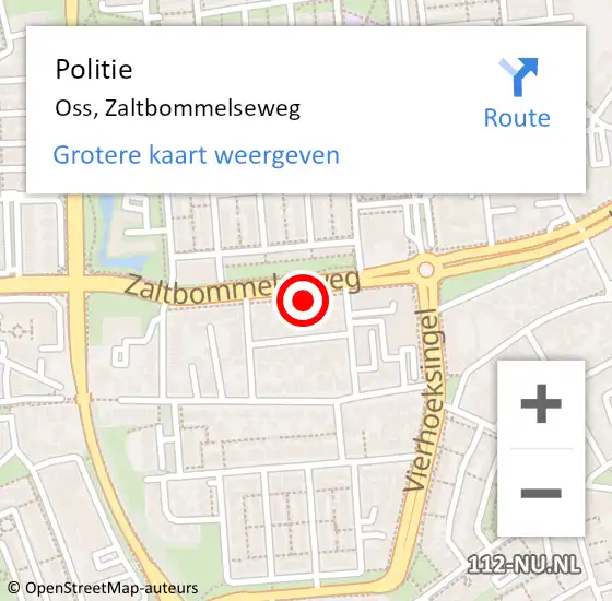 Locatie op kaart van de 112 melding: Politie Oss, Zaltbommelseweg op 4 oktober 2024 16:09