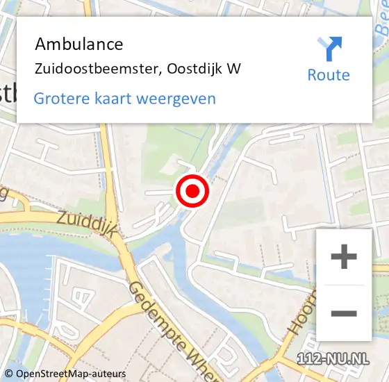 Locatie op kaart van de 112 melding: Ambulance Zuidoostbeemster, Oostdijk W op 4 oktober 2024 16:15