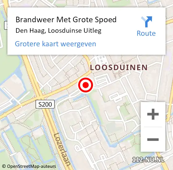 Locatie op kaart van de 112 melding: Brandweer Met Grote Spoed Naar Den Haag, Loosduinse Uitleg op 4 oktober 2024 16:21