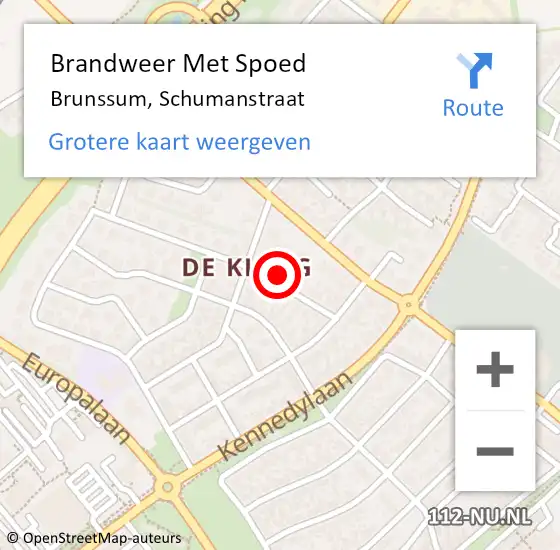 Locatie op kaart van de 112 melding: Brandweer Met Spoed Naar Brunssum, Schumanstraat op 4 oktober 2024 16:22