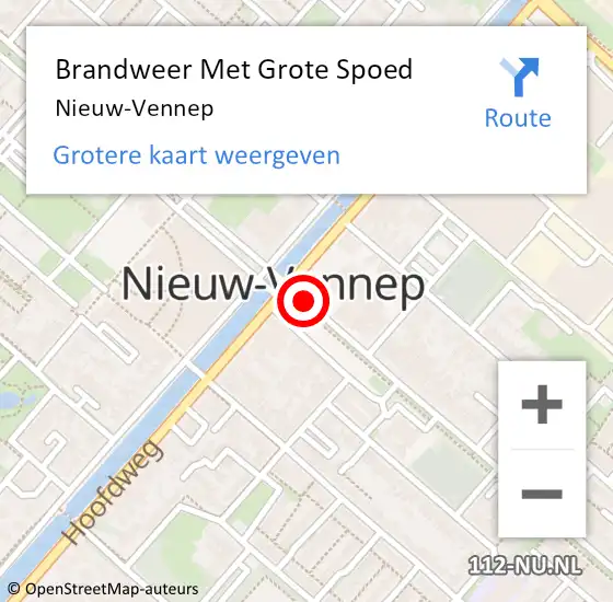 Locatie op kaart van de 112 melding: Brandweer Met Grote Spoed Naar Nieuw-Vennep op 4 oktober 2024 16:22