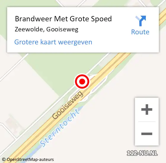 Locatie op kaart van de 112 melding: Brandweer Met Grote Spoed Naar Zeewolde, Gooiseweg op 4 oktober 2024 16:30