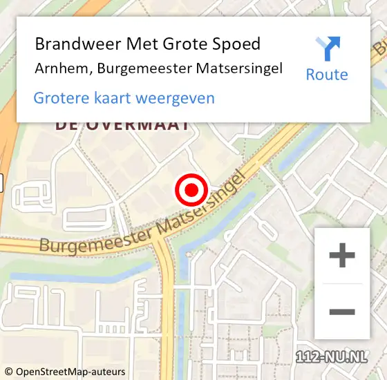 Locatie op kaart van de 112 melding: Brandweer Met Grote Spoed Naar Arnhem, Burgemeester Matsersingel op 4 oktober 2024 16:32