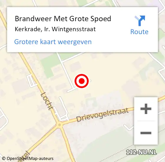 Locatie op kaart van de 112 melding: Brandweer Met Grote Spoed Naar Kerkrade, Ir. Wintgensstraat op 4 oktober 2024 16:33