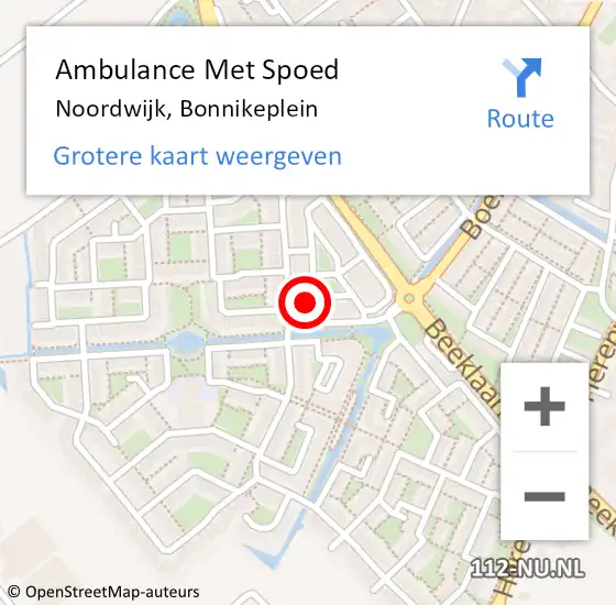 Locatie op kaart van de 112 melding: Ambulance Met Spoed Naar Noordwijk, Bonnikeplein op 4 oktober 2024 16:37