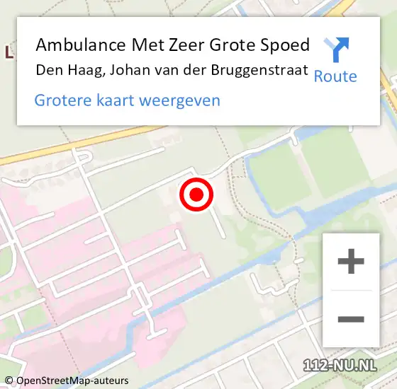 Locatie op kaart van de 112 melding: Ambulance Met Zeer Grote Spoed Naar Den Haag, Johan van der Bruggenstraat op 4 oktober 2024 16:50