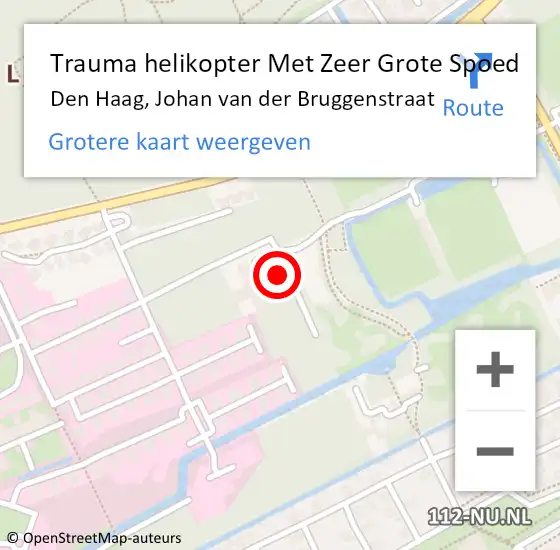 Locatie op kaart van de 112 melding: Trauma helikopter Met Zeer Grote Spoed Naar Den Haag, Johan van der Bruggenstraat op 4 oktober 2024 16:50