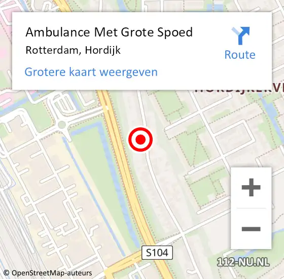 Locatie op kaart van de 112 melding: Ambulance Met Grote Spoed Naar Rotterdam, Hordijk op 4 oktober 2024 16:53