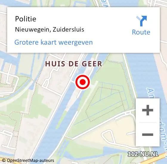 Locatie op kaart van de 112 melding: Politie Nieuwegein, Zuidersluis op 4 oktober 2024 16:56