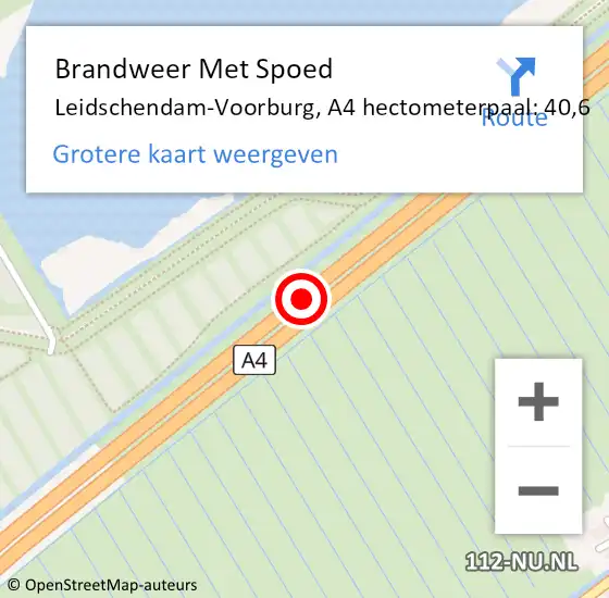 Locatie op kaart van de 112 melding: Brandweer Met Spoed Naar Leidschendam-Voorburg, A4 hectometerpaal: 40,6 op 4 oktober 2024 17:16