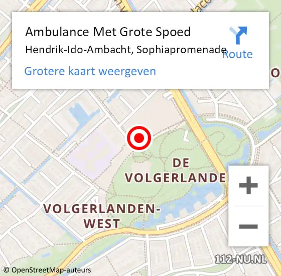 Locatie op kaart van de 112 melding: Ambulance Met Grote Spoed Naar Hendrik-Ido-Ambacht, Sophiapromenade op 4 oktober 2024 17:17