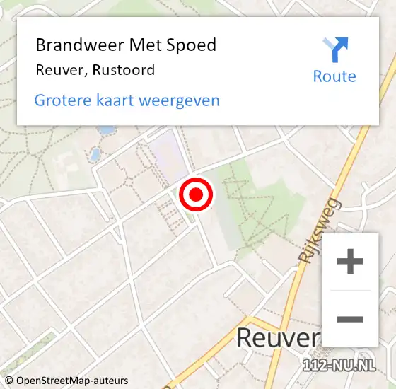 Locatie op kaart van de 112 melding: Brandweer Met Spoed Naar Reuver, Rustoord op 4 oktober 2024 17:18