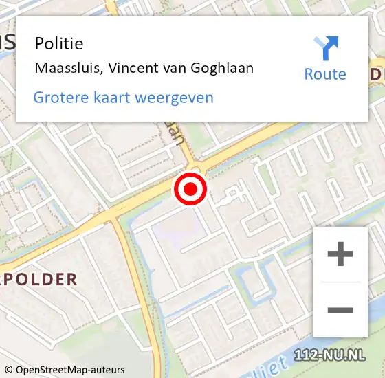 Locatie op kaart van de 112 melding: Politie Maassluis, Vincent van Goghlaan op 4 oktober 2024 17:21