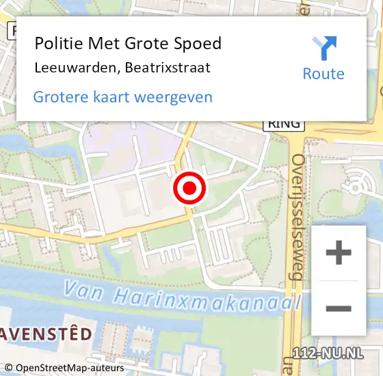 Locatie op kaart van de 112 melding: Politie Met Grote Spoed Naar Leeuwarden, Beatrixstraat op 4 oktober 2024 17:36