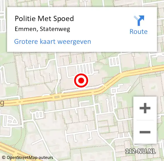 Locatie op kaart van de 112 melding: Politie Met Spoed Naar Emmen, Statenweg op 4 oktober 2024 17:36