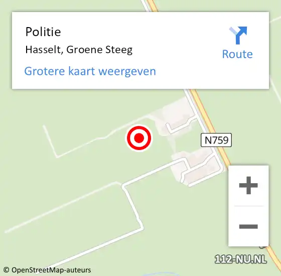 Locatie op kaart van de 112 melding: Politie Hasselt, Groene Steeg op 4 oktober 2024 17:37