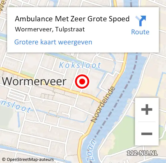 Locatie op kaart van de 112 melding: Ambulance Met Zeer Grote Spoed Naar Wormerveer, Tulpstraat op 4 oktober 2024 17:38