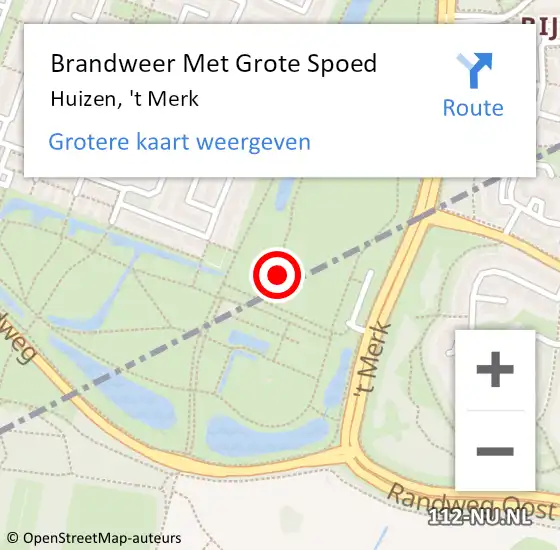 Locatie op kaart van de 112 melding: Brandweer Met Grote Spoed Naar Huizen, 't Merk op 4 oktober 2024 17:48