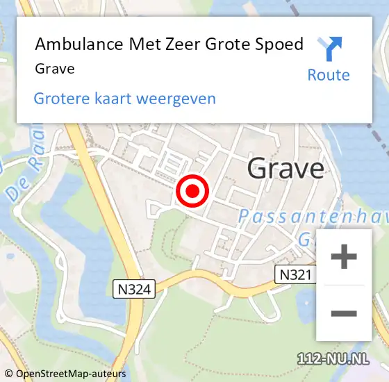 Locatie op kaart van de 112 melding: Ambulance Met Zeer Grote Spoed Naar Grave op 4 oktober 2024 18:00