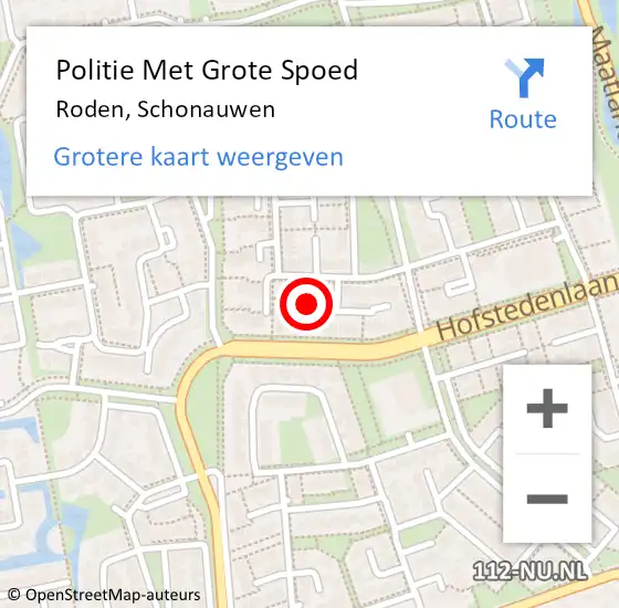 Locatie op kaart van de 112 melding: Politie Met Grote Spoed Naar Roden, Schonauwen op 4 oktober 2024 18:07