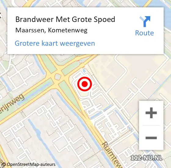 Locatie op kaart van de 112 melding: Brandweer Met Grote Spoed Naar Maarssen, Kometenweg op 4 oktober 2024 18:13