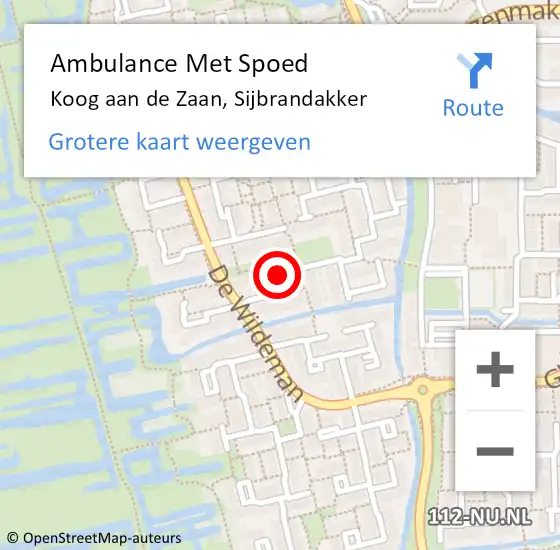 Locatie op kaart van de 112 melding: Ambulance Met Spoed Naar Koog aan de Zaan, Sijbrandakker op 4 oktober 2024 18:21