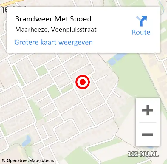 Locatie op kaart van de 112 melding: Brandweer Met Spoed Naar Maarheeze, Veenpluisstraat op 4 oktober 2024 18:30