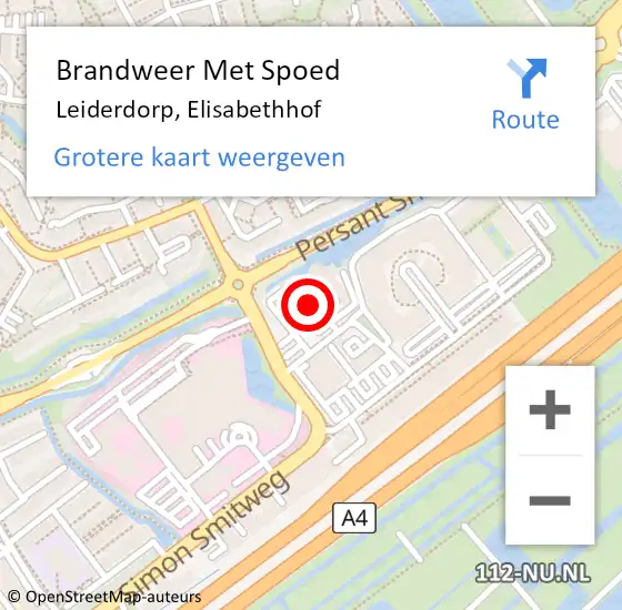 Locatie op kaart van de 112 melding: Brandweer Met Spoed Naar Leiderdorp, Elisabethhof op 4 oktober 2024 18:30